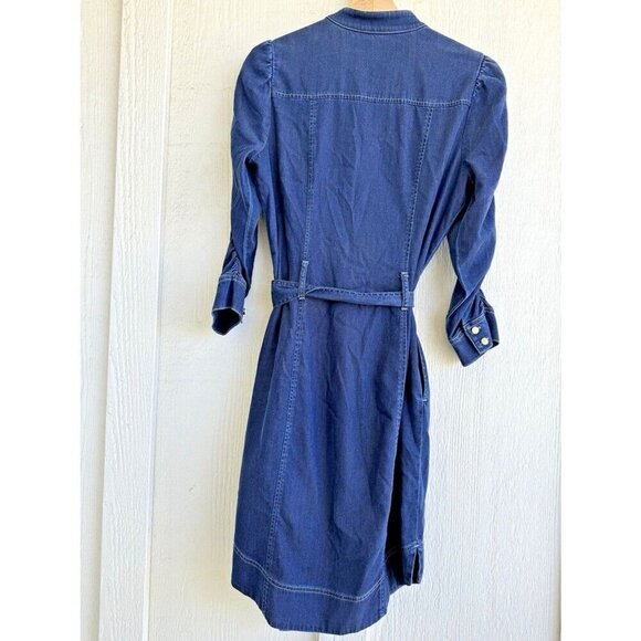 White House Black Market Womens 4 Denim Button Closure Dress cowgirl western - Picture 12 of 14